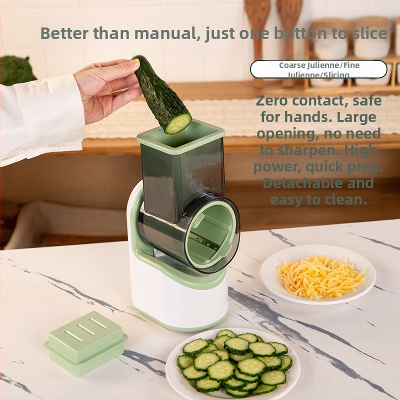 Електрически многофункционален резач за зеленчуци със ножове за настъргване и нарязване, ABS материал, за домашна употреба