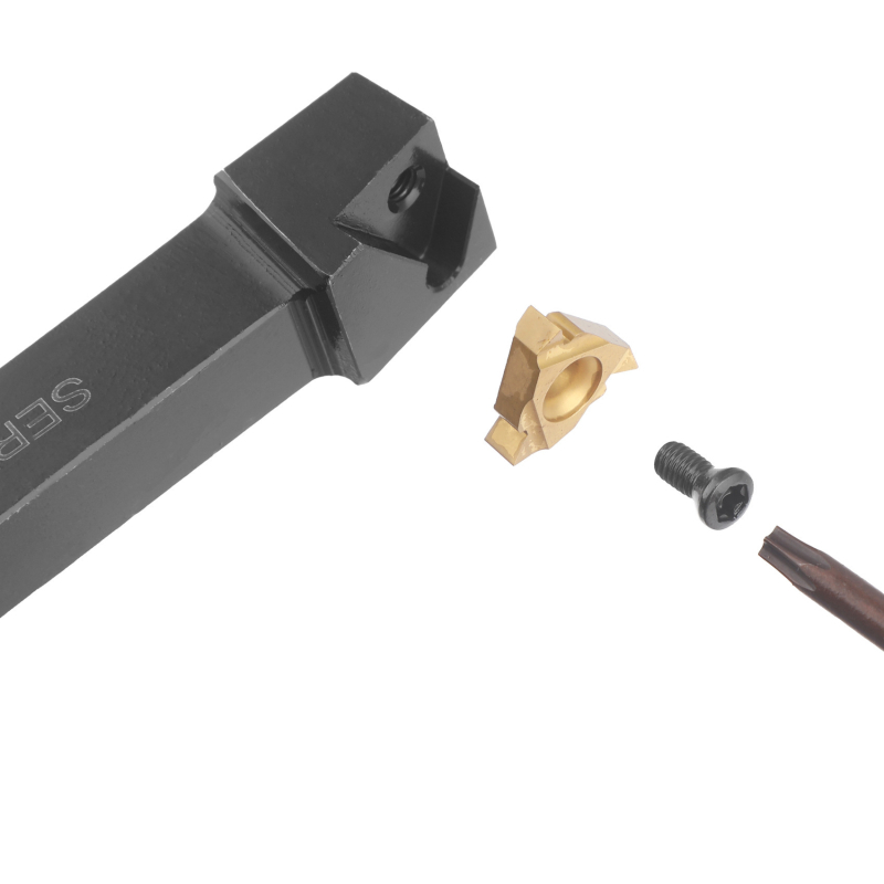 Токарен инструмент за струг с държател на инструмент и борер, карбидна режеща глава, с гаечен ключ