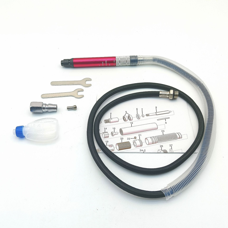 Пневматичен шлайф-инструмент комплект AT-010K (8504) – за шлайфане и гравиране, без натоварване 58 000 rpm, 2 000 вибрации, работно налягане 90 psi