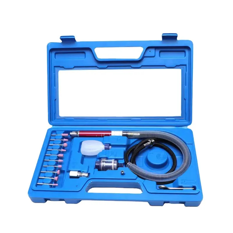 Пневматичен шлайф-инструмент комплект AT-010K (8504) – за шлайфане и гравиране, без натоварване 58 000 rpm, 2 000 вибрации, работно налягане 90 psi