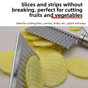 Πολυλειτουργικός κόφτης πατάτας με κυματοειδή λεπίδα και δόντια λύκου — ανοξείδωτος χάλυβας 430