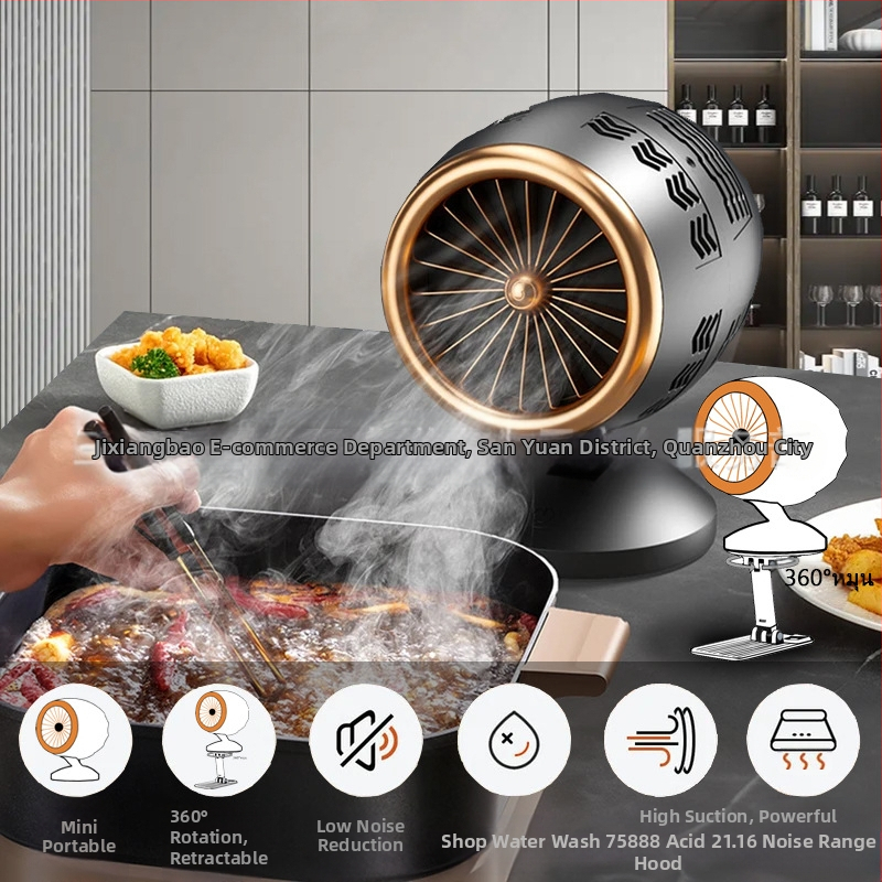 Pārvietojams mini virtuves nosūcējs mājas gatavošanai un BBQ, modelis BK-XY380, USB barošana, 5V, 3W, bez taimerja