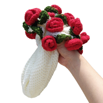 Χειροπλεγμένη κουβέρτα με μοτίβο ανθοδέσμης ροδων, ακρυλικό νήμα, κάτω από 300 g, αγροτικός στυλ, κατάλληλη για όλες τις εποχές