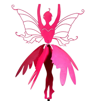 Градинска железна фигура с въртящ се ветропоказател — пасторална фея и елф с цветя, метална украса