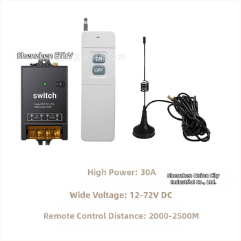 Belaidis nuotolinio valdymo jungiklis, DC12-72V, 30A, RF433, skirtas vandens siurbliui ir apšvietimui