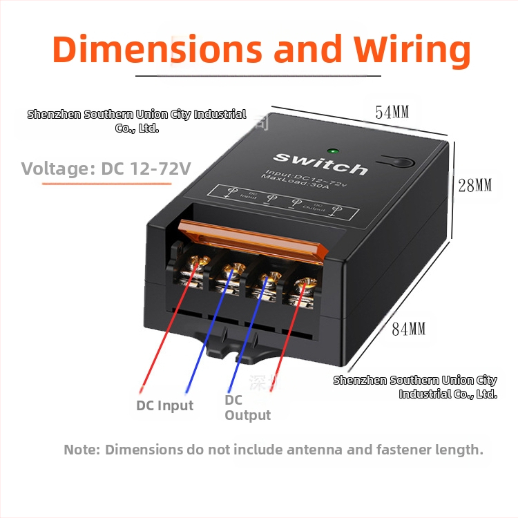 Безжичен дистанционен превключвател за управление, DC12-72V, 30A, RF433, за водна помпа и осветление