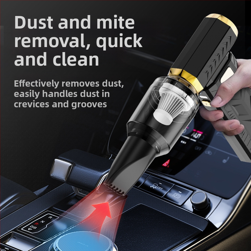 Ръчен вакуум за почистване със вградена батерия 4000–6000mAh, безчетков мотор, 10W, 6‑скоростно духане и всмукване, нощно осветление.