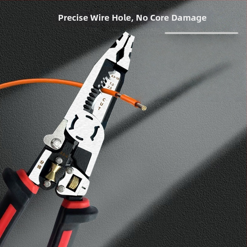 Star Desať v jedne multifunkčné kliešte na odizolovanie vodičov pre domáce elektrikárov, s ostrou čeľusťou, úspora námahy, oceľ Cr-Mo (CR-V)