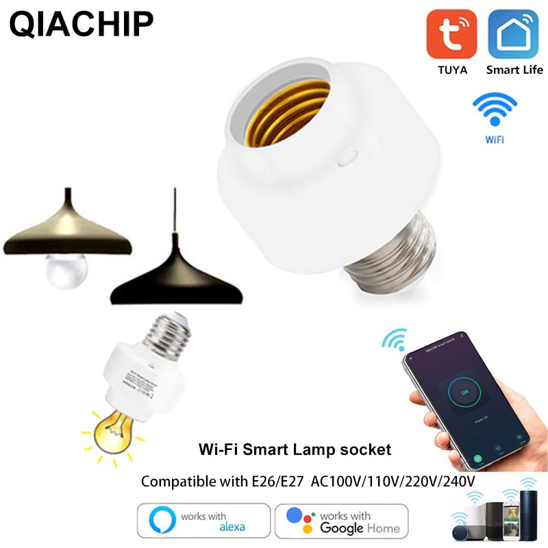 Gudrs WiFi lampas turētājs ar attālināto slēdzi, E26/E27 pamatnei (AC100-240V, 10A, ≥10k ciklu)