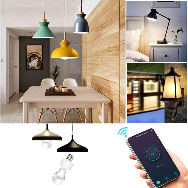 Išmanus WiFi lempos laikiklis su nuotolinio įjungimo jungikliu, E26/E27 lizdas (AC100-240V, 10A, ≥10k ciklų)
