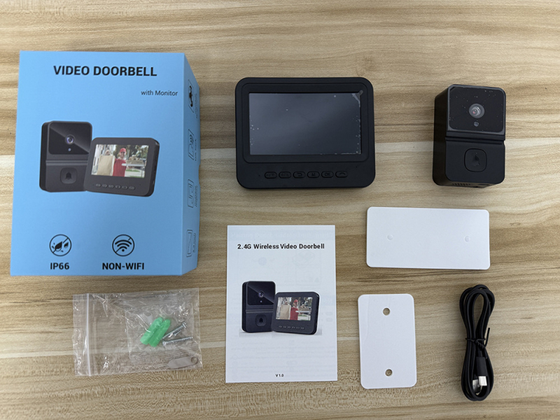 Видео домофон за врата T23Pro с инфрачервено нощно виждане, двупосочно аудио и вътрешен дисплей, вградена батерия