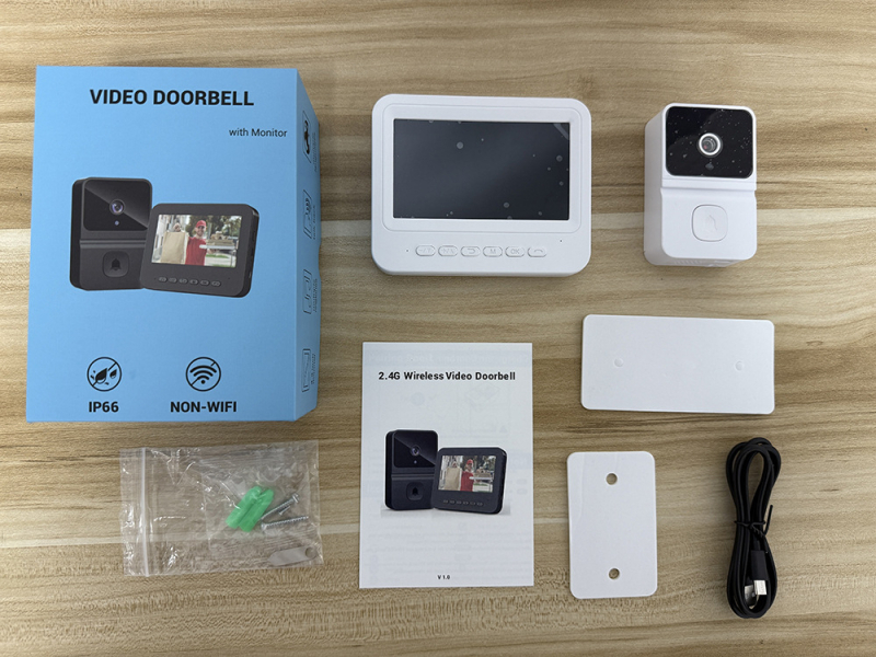 Видео домофон за врата T23Pro с инфрачервено нощно виждане, двупосочно аудио и вътрешен дисплей, вградена батерия