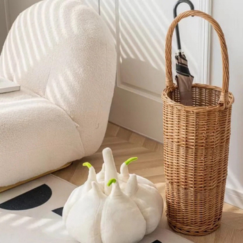 Rattan tárolókosár – fonott, pásztor jellegű stílus, többfunkciós rendszerező esernyők és mopok számára