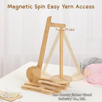 Ξύλινο πολυλειτουργικό ράφι για νήματα — επιτραπέζιο, σταθερό, περιστρεφόμενος μαγνητικός φορέας κλωστής, μάρκα Jiahao