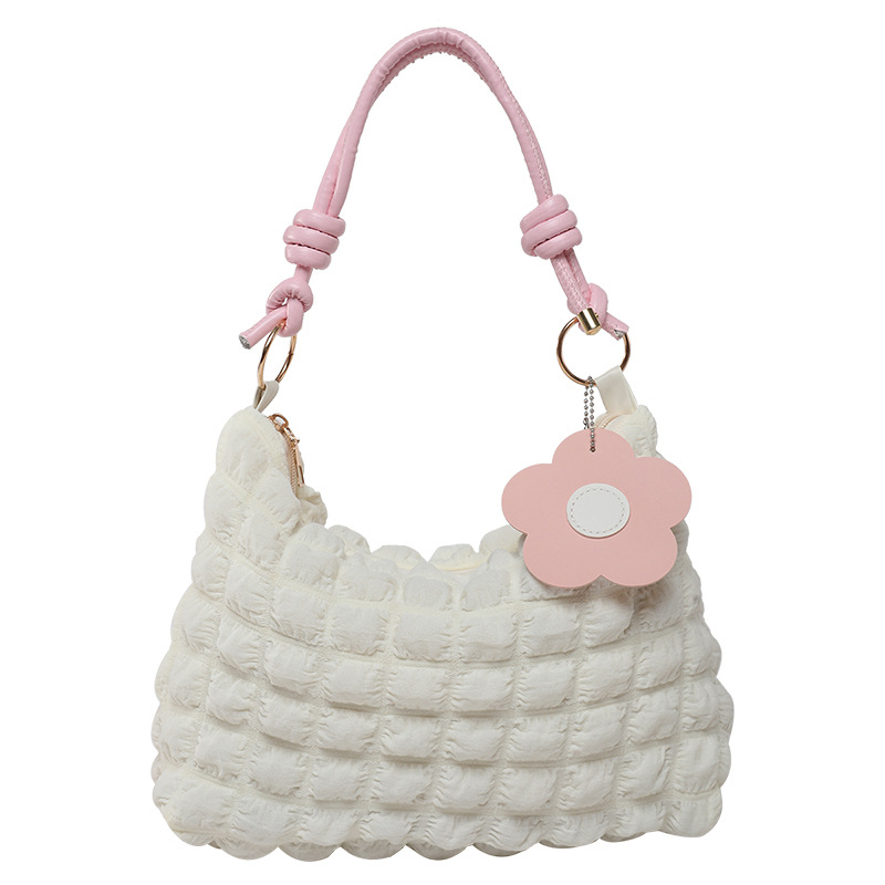 Válltáska – városi minimalist stílus, különleges anyag, cipzáras zárás, vízszintes négyzetes forma, poliészter bélés