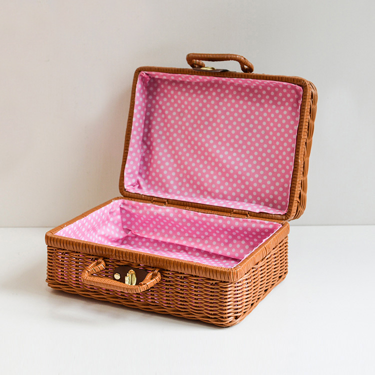 Tároló doboz, kézzel készített imitált rattanból, klasszikus kínai stílus (kapacitás 110 L, modell snx005)