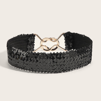 Széles metal öv kabátokhoz és ruhákhoz, ötvözetből készült csattal, kampós zárás, >4 cm szélesség