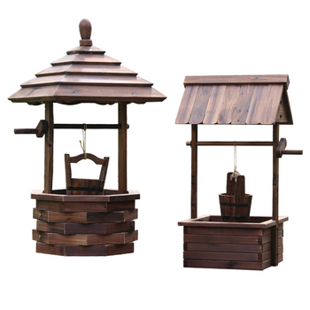 Lauko naudojimui skirtas medinis gėlių vazonas, pastatomas ant grindų, korozijai atsparus ir tvirtas, rankų darbo.