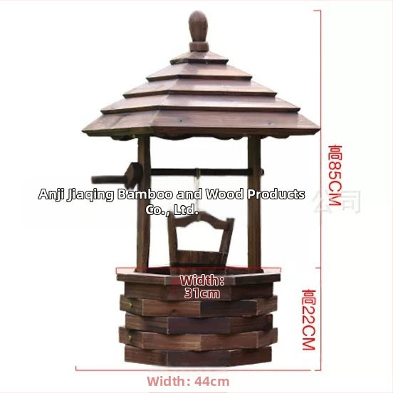 Lauko naudojimui skirtas medinis gėlių vazonas, pastatomas ant grindų, korozijai atsparus ir tvirtas, rankų darbo.