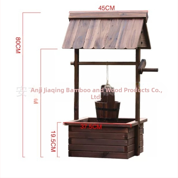 Lauko naudojimui skirtas medinis gėlių vazonas, pastatomas ant grindų, korozijai atsparus ir tvirtas, rankų darbo.