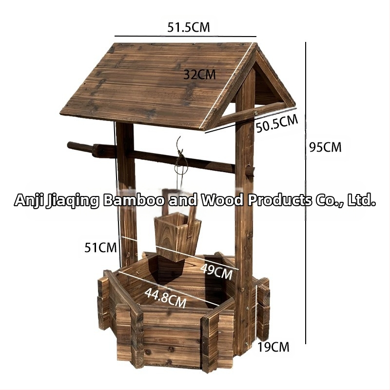 Lauko naudojimui skirtas medinis gėlių vazonas, pastatomas ant grindų, korozijai atsparus ir tvirtas, rankų darbo.
