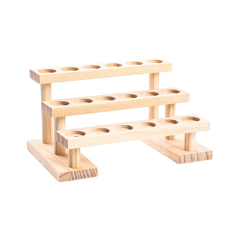 Konuszos, fából készült gyűrűkészítő állvány — háromrétegű / kétszintes dizájn, vintage művészi ékszer kiállítás