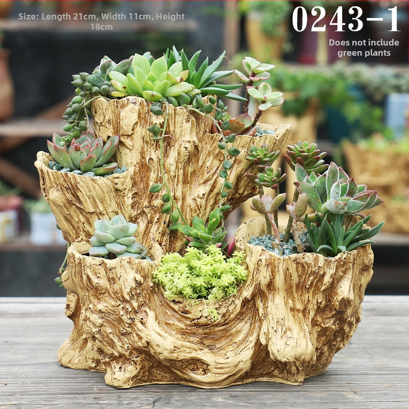 Lillepott resiinist, puitimitatsiooni stiilis, sobib lauale või põrandale, vuugitöö