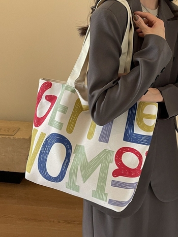 Vászon Tote táska cipzárral, vízszintes négyzet alakú forma, belső cipzáras zseb