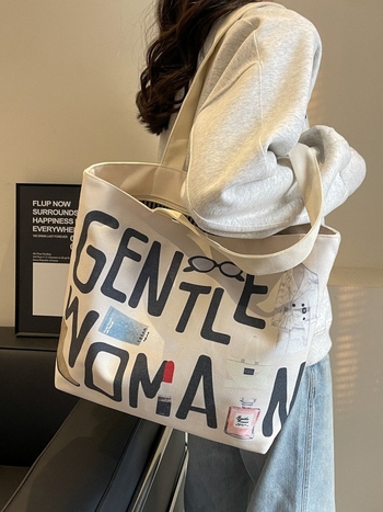 Vászon Tote táska cipzárral, vízszintes négyzet alakú forma, belső cipzáras zseb