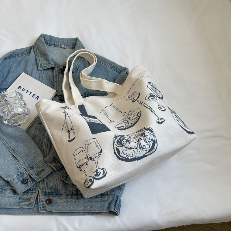 Vászon Tote táska cipzárral, vízszintes négyzet alakú forma, belső cipzáras zseb