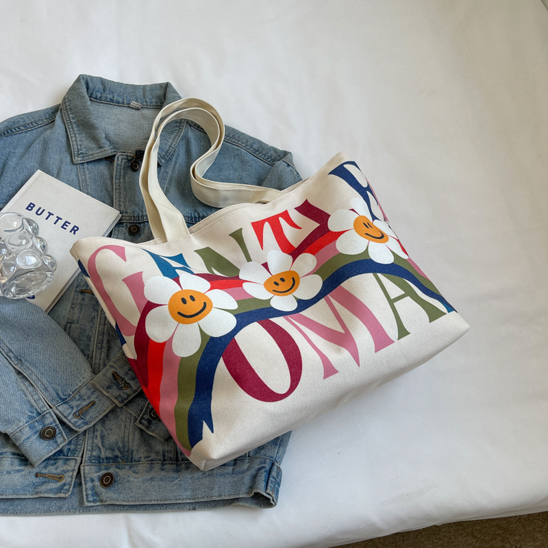 Vászon Tote táska cipzárral, vízszintes négyzet alakú forma, belső cipzáras zseb