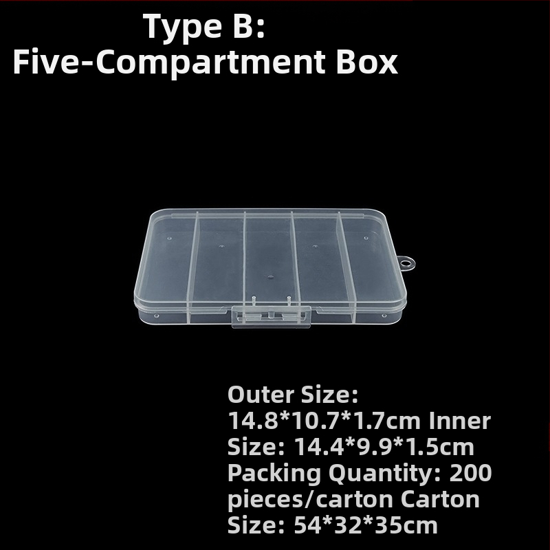 PP plastikinė saugojimo dėžė su fiksuotomis skyriais ir dangteliu, 3, 5 arba 12 skyrių konfigūracijomis, tinka karoliukams, varžtams, žvejybos kabliukams, baterijoms ir elektronikos sudedamosioms dalims