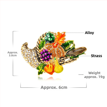 Καρφί με μοτίβο φρούτων και κολοκύθας, κορεατικό στυλ, κράμα, φινίρισμα με σταγόνες λαδιού, διακοσμητικό δώρο
