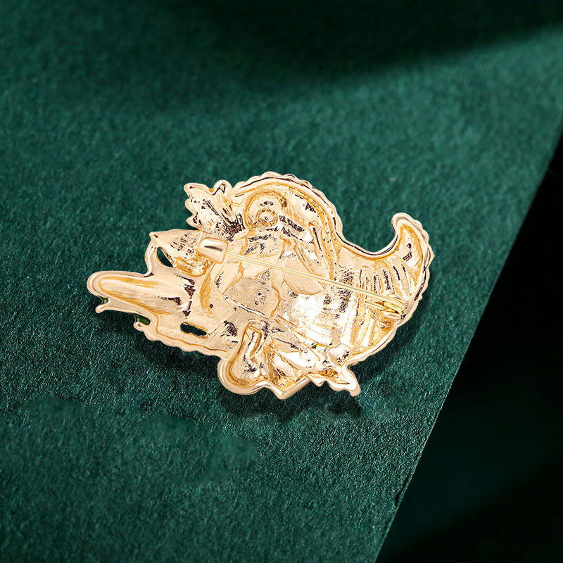 Brooch gyümölcs-tök motívummal, koreai stílusú, ötvözet, csepegtetős olajfelület, dekoratív ajándék