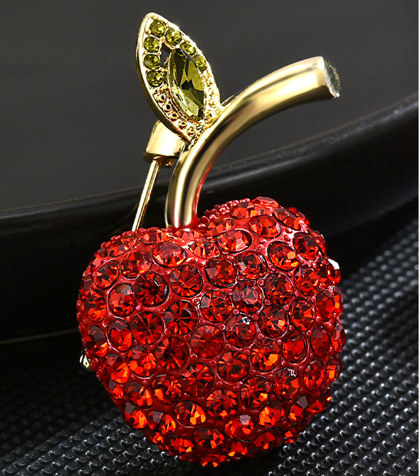 Брошка от сплав Himana за жени, моден OL стил, плодово оформление, диамантна обработка, модел xz004