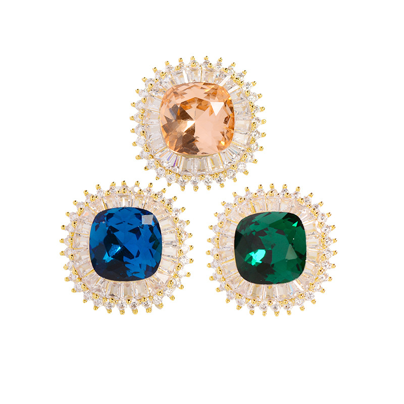 Geometriai broska teljes cirkóniával, réz anyag, elektroplatált felület — reverhez/dzsekihéz kiegészítő