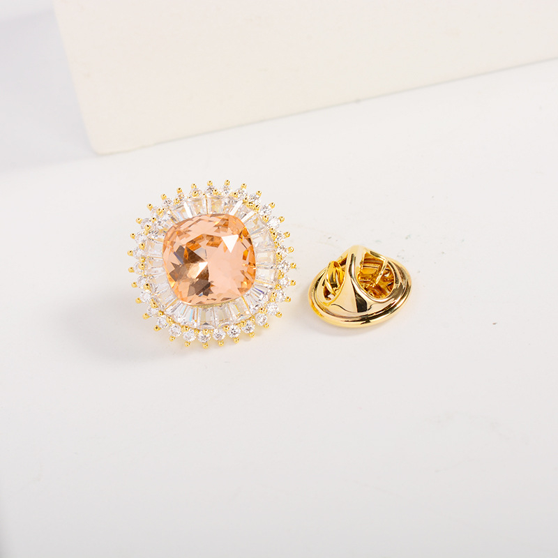 Geometriai broska teljes cirkóniával, réz anyag, elektroplatált felület — reverhez/dzsekihéz kiegészítő