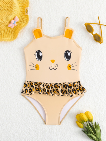 Ολόσωμο μαγιό κοριτσιών με στυλ πριγκίπισσα-μέλισσα, κινούμενο σχέδιο, εξωτερικό ύφασμα 82% πολυεστέρας, επένδυση 18% πολυεστέρας, για ηλικίες 3-8 ετών, κατάλληλο για κολύμβηση