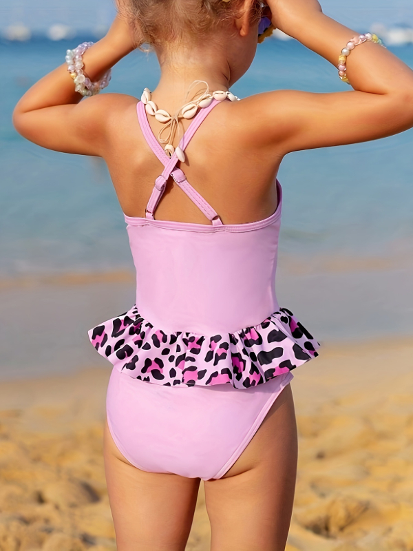 Lányoknak szóló egyrészes fürdőruha méhecske hercegnő-stílusban, rajzfilmszerű mintával, 82% poliészter külső, 18% poliészter bélés, 3-8 éveseknek, úszáshoz