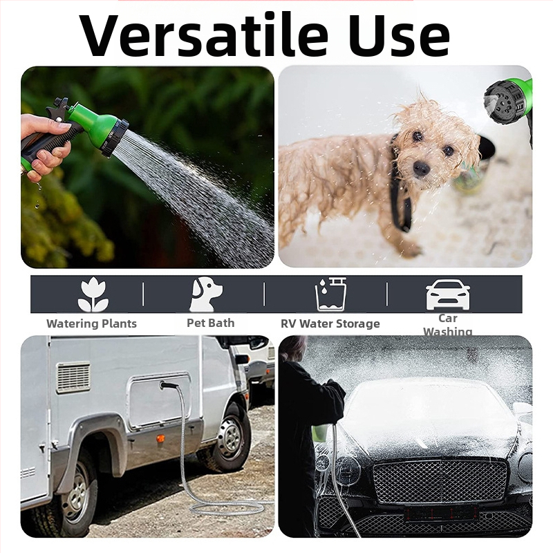 Метален градински маркуч LET-0008, сплав, налягане до 1,5 MPa, обхват на струята 10 m, метална глава