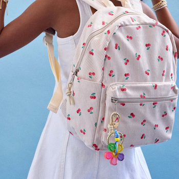 Μπρελόκ για τσάντα με χάντρες αλφαβήτου και φούντα, διακοσμητικό λουλουδιού με στρας, πλαστικό/ρητίνη, ηλεκτροπλατίωση, Άνοιξη 2025