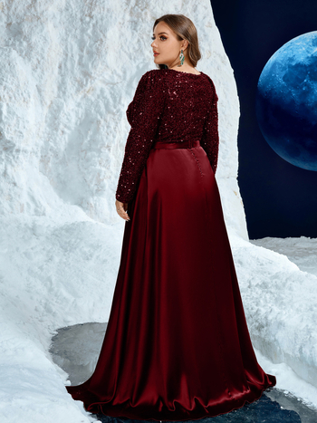 Õhtukleit ümmarguse kaelusega, sädelustega, satiin, plisseeritud, A-siluetiga