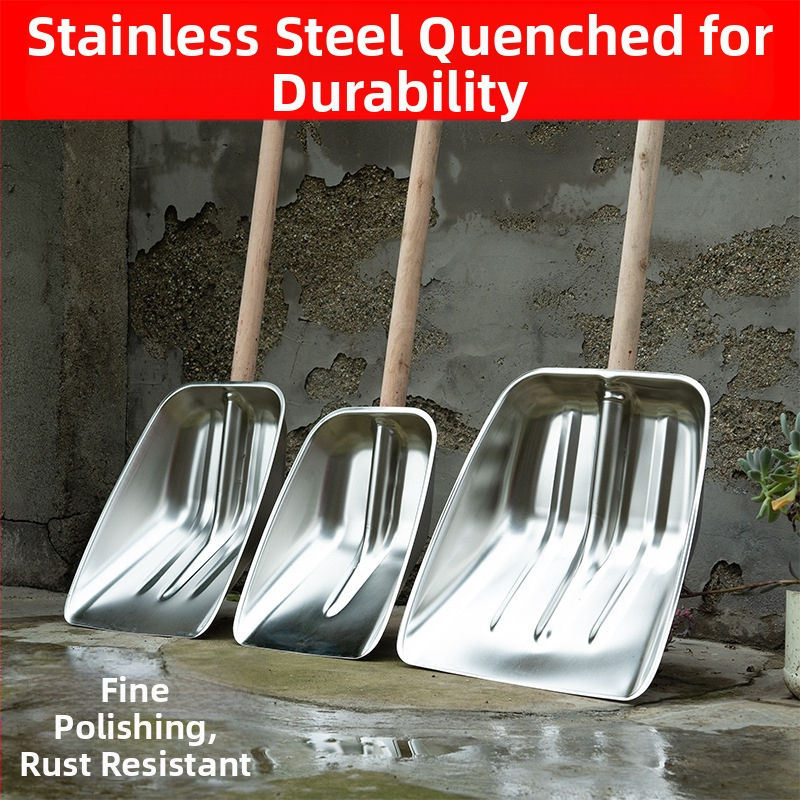 Лопата — екстра дебела неръждаема стомана; за сняг и фермерски нужди (тор, фураж); външен инструмент; Марка: Comprehensive transmission