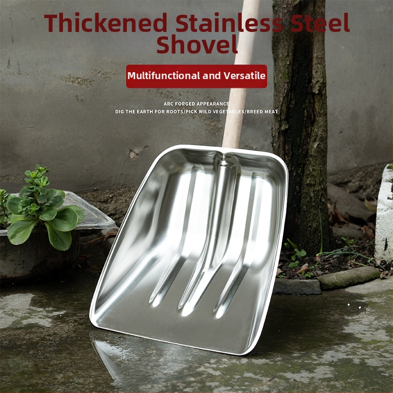 Лопата — екстра дебела неръждаема стомана; за сняг и фермерски нужди (тор, фураж); външен инструмент; Марка: Comprehensive transmission