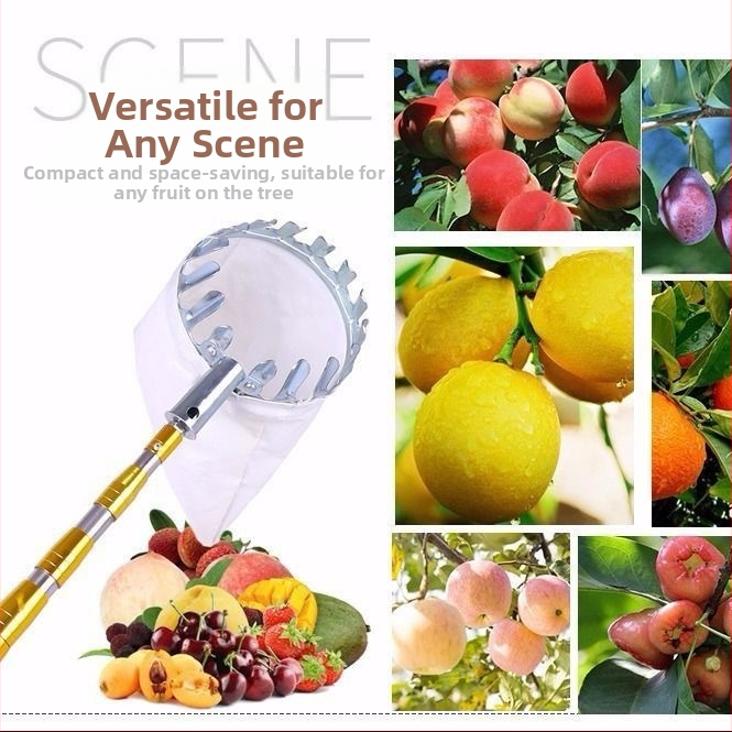Τηλεσκοπικό εργαλείο συγκομιδής φρούτων με ψαλίδι για κλαδιά και γάντζο — ανοξείδωτο ατσάλι, 5–6 τμήματα, ρυθμιζόμενο μήκος