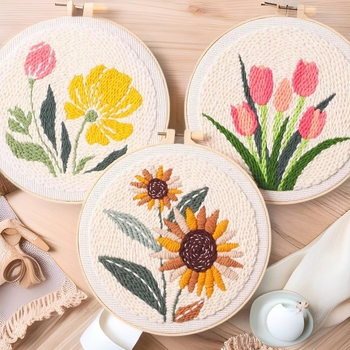 DIY punch needle siuvimo komplektas – lino audinys, gėlių raštas, siuvimo tipas: komplektas, prekės ženklas Xinzhuang (namų audiniai), kilmė: Kinija