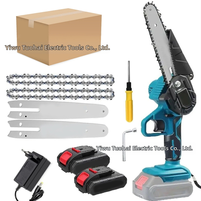 Електрическа верижна резачка, 21V презареждаема литиева батерия, компактна ръчна за подрязване и лека дървообработка