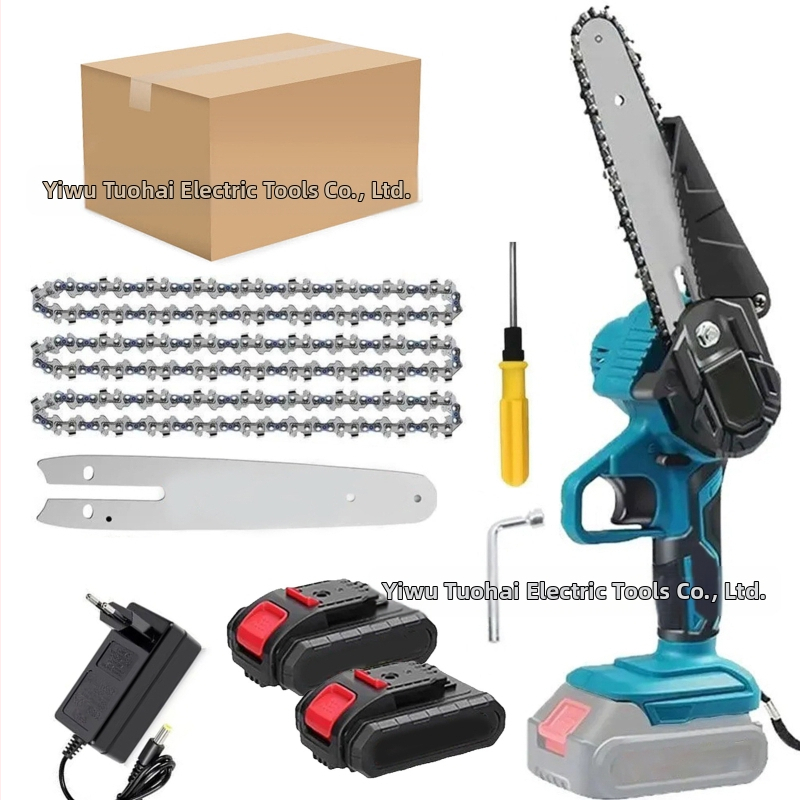 Електрическа верижна резачка, 21V презареждаема литиева батерия, компактна ръчна за подрязване и лека дървообработка