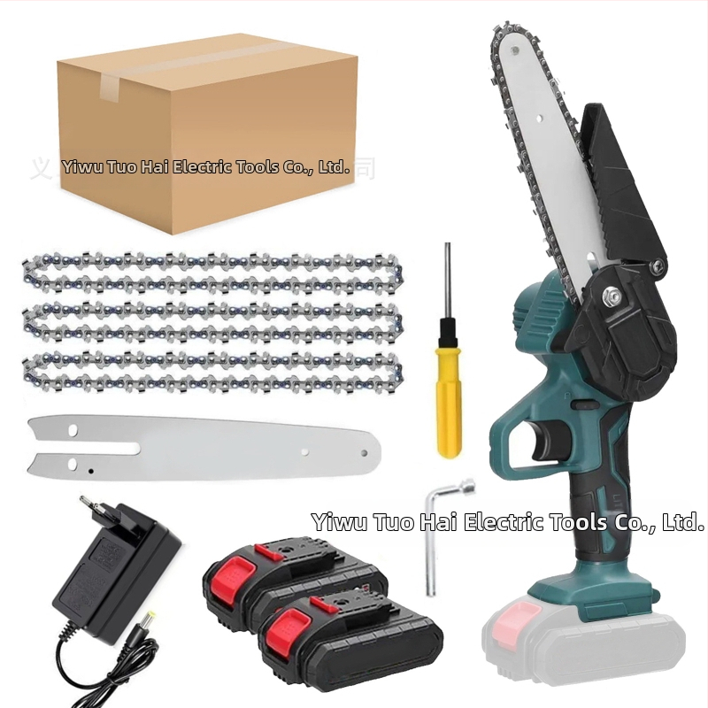 Електрическа верижна резачка, 21V презареждаема литиева батерия, компактна ръчна за подрязване и лека дървообработка