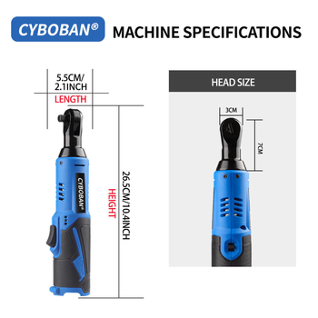 CYBOBAN 12V презареждаща литиева електрическа трещотков ключ с глава 90° и 4-позиционна дръжка